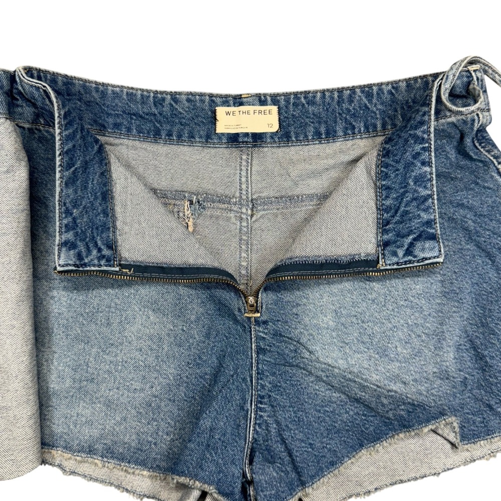 We The Free Emmy Denim Skort 12 Blue Wrap Front Raw Hem OB1480861 Western Boho - Picture 4 of 13
